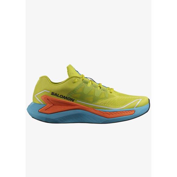 NEW SALOMON men's drx bliss running shoes in sulphur spring/dragon fire/peacock